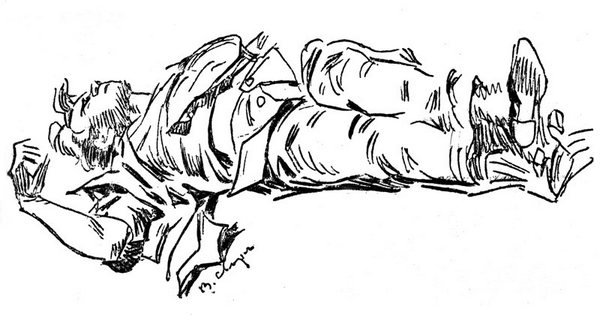 Рисунок художника В. Сварога, на котором изображено тело Сергея Есенина, лежащим на полу. 28 декабря 1925 г. Фото с сайта esenin.ru