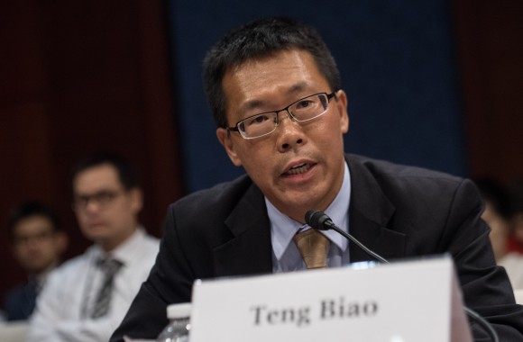 Тэн Бяо, китайский адвокат и правозащитник на Капитолийском холме в Вашингтоне, 18 сентября 2015 г. Фото: Nicholas Kamm/AFP/Getty Images