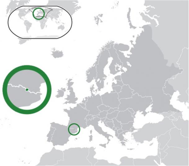 Расположение Андорры в Европе (обведена зелёным кружком). Фото: CC BY-SA 3.0