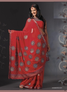 Красный цвет является цветом касты кшатриев (благородных воинов) и считается символом доброго предзнаменования. Это также наиболее распространенный цвет для свадебного сари. Фото: www.ganesh-import.com