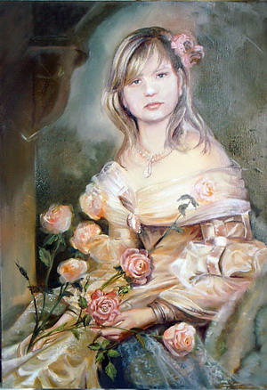 Девушка с розами. Автор Аида Лисенкова-Ханемаер