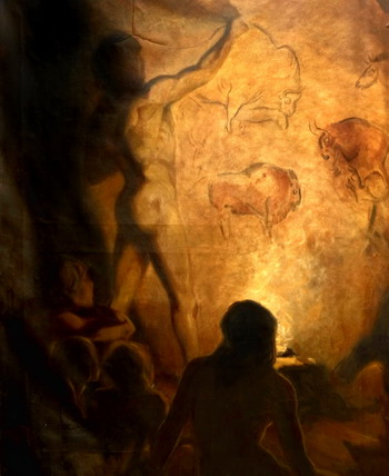 Ватагин. Древний человек рисует ископаемых бизонов