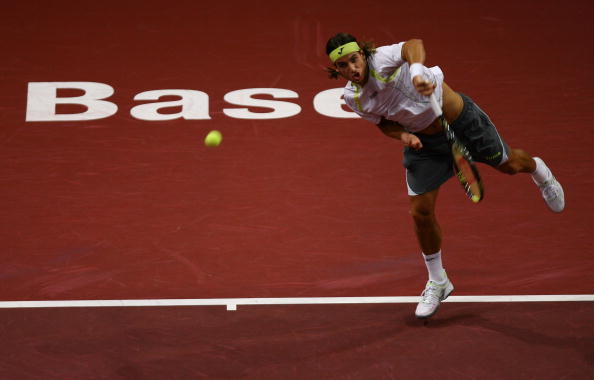 Матч за выход в финал между Роджером Федерером (Швейцария) и Фелисиано Лопесом (Испания). Фото: Ian Walton/Getty Images 