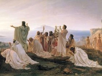 Пифагор и его ученики. Художник - Фёдор Бронников, 19-й век.