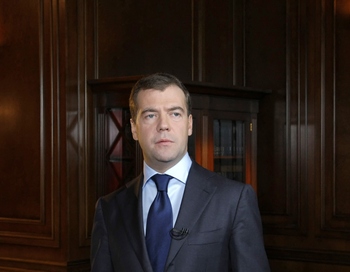 Президент РФ Дмитрий Медведев 30 октября 2009 года. Фото: VLADIMIR RODIONOV/AFP/Getty Images
