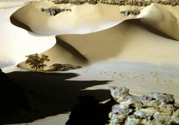 Песчаные дюны в египетской пустыне. Что за явление было  способно повысить температуру пустынного песка по меньшей мере до 1800°, превратив  его  в большие листы твердого  желто-зеленого стекла? Фото: Wael Abed /AFP /Getty Images