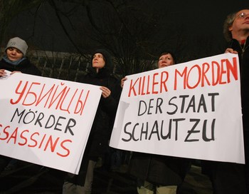 Протест, проходивший в Берлине, осуждал убийства  журналистов в России. Фото  Sean Gallup/Getty Images