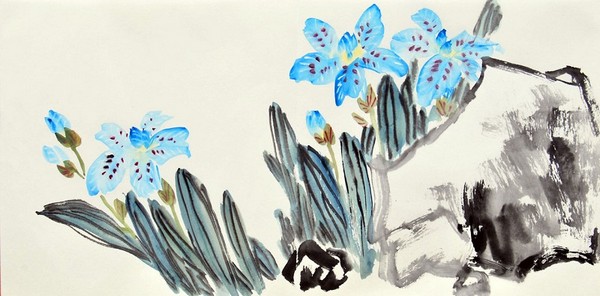 Бабочки на орхидеях. Художник Жу И
