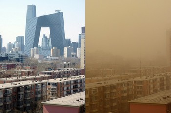 В Китае продолжаются стихийные бедствия: песчаная буря, похолодание, наводнение