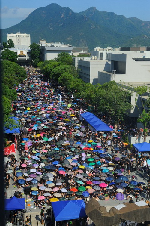 Студенты Гонконга начали забастовку во вторник, 11 сентября, выступая против «национальной воспитательной программы», навязываемой Пекином. Фото: Сун Сянлун/Великая Эпоха