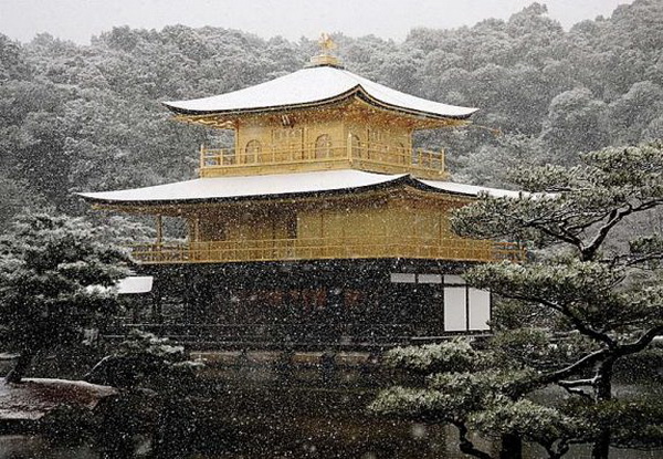 Золотой павильон храма (Кинкаку-дзи) в Киото, Япония, был построен в 1397 году как дом для престарелого сегуна Асикага Есимицу.  7 января 2007 года. Фото:Koichi Kamoshida/Getty Images