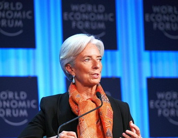 Кристин Лагард из Франции, управляющий директор Международного валютного фонда (МВФ), на мировом экономическом форуме (WEF) в швейцарском курорте Давос, 28 января. Фото: VincenzoPinto/AFP/Getty Images