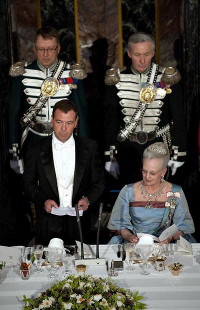 В честь Дмитрия Медведева в королевском дворце был устроен прием. Фото: KELD NAVNTOFT/AFP/Getty Images