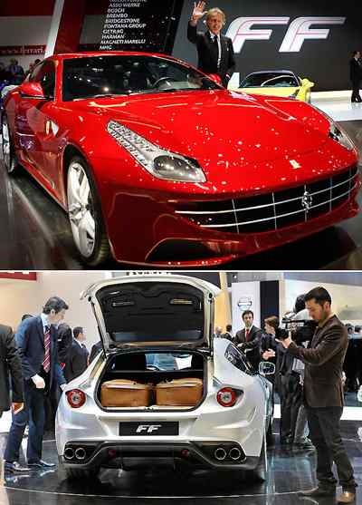 Автосалон в Женеве-2011. Ferrari нацелилась на богатые семьи, создав четырехместный FF – первый автомобиль Ferrari с полным приводом. Стоимость автомобиля составит 260 000 евро. Фото: bigpicture.ru