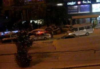 После взрыва 12 марта в Новосибирске на Красном проспекте 17. Кадр видеоролика очевидца