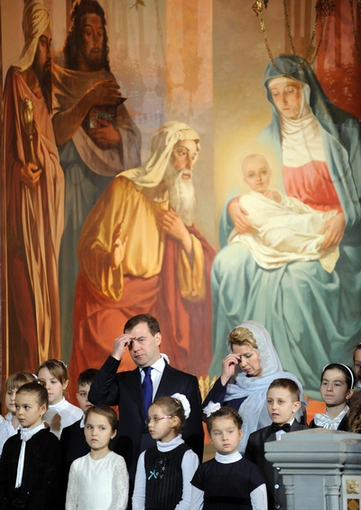 Рождество Христово. Рождественская служба в России.  Фото: YURI KADOBNOV/AFP/Getty Images