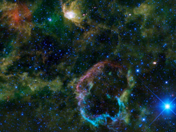 Космические подарки к Новому году от телескопа WISE. Туманность Медуза представляет собой оболочку взорвавшейся 5-10 тысяч лет назад крупной звезды. Фото с сайта Space.com