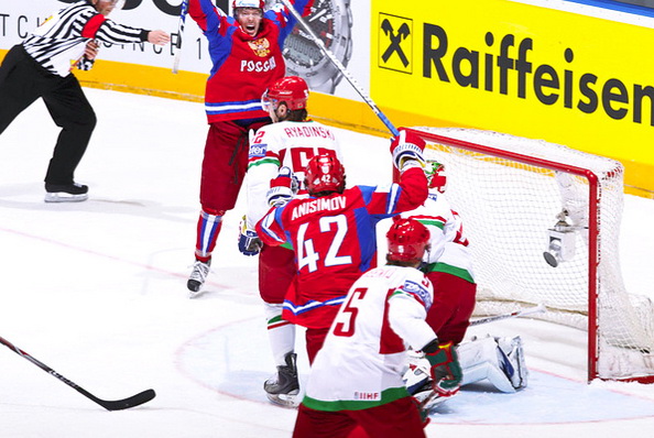 Россия обыграла Белоруссию на ЧМ по хоккею. Фоторепортаж