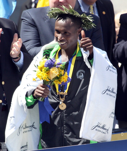Марафон в Бостоне выиграл Джеффри Мутаи из Кении . Фото: Elsa/Getty Images