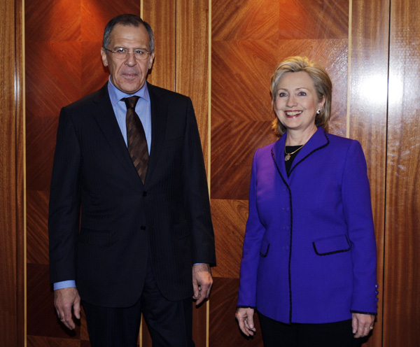 Министр иностранных дел России Сергей Лавров и американский госсекретарь Хиллари Клинтон.Фото: Lefteris Pitarakis - WPA Pool/Getty Images