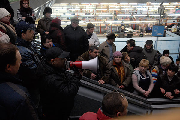 Украина: предприниматели Житнего рынка устроили протест. Фоторепортаж