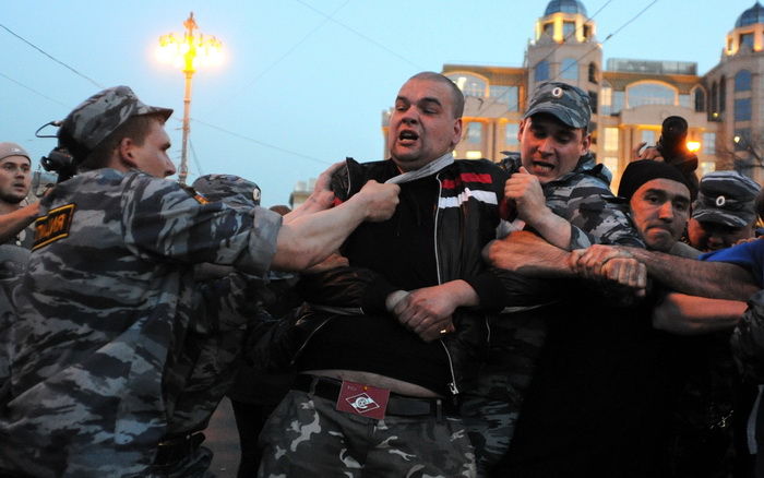Более 400 человек задержано в Москве и Санкт-Петербурге. Фото: ANDREY SMIRNOV/AFP/GettyImages