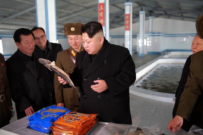 Северокорейский лидер Ким Чен Ын инспектирует сомовую ферму 12 декабря 2015 г. Недавно в Северной Корее началась кампания против китайцев, которых обвиняют в шпионаже и других преступлениях. Фото: KNS/AFP/Getty Images | Epoch Times Россия