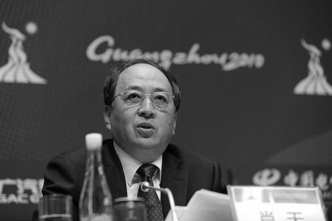 Сяо Тянь на пресс-конференции по проведению 16 Азиатских игр в Гуанчжоу, 10 ноября 2010 г. Фото: Peter Parks/AFP/Getty Images | Epoch Times Россия