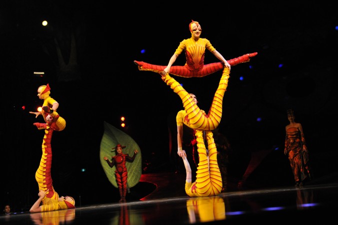 Акробаты труппы Cirque du Soleil в костюмах муравьев выступают в Сиднее в сентябре 2012 г. Невербальное общение между гимнастами представляет собой форму ци. Фото: ROMEO GACAD/AFP/GettyImages | Epoch Times Россия