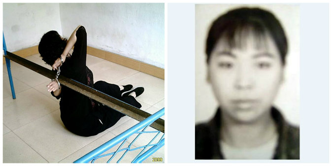 Ван Юцин из г. Цитайхэ в провинции Хэйлунцзян показывает, как её пытали в китайской тюрьме с 2003 г. по 2006 г. Фото: Minghui.org | Epoch Times Россия