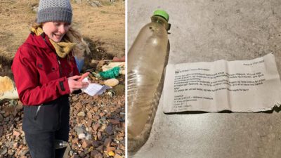 На пляже в Шотландии найдено письмо в бутылке, отправленное 21 год назад