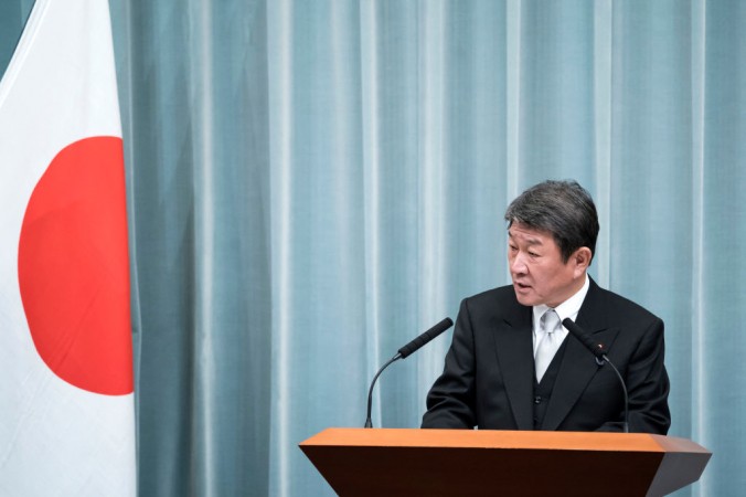 Недавно назначенный министр иностранных дел Японии Тосимицу Мотеги выступает на пресс-конференции в официальной резиденции премьер-министра 11 сентября 2019 года в Токио, Япония. Tomohiro Ohsumi/Getty Images | Epoch Times Россия