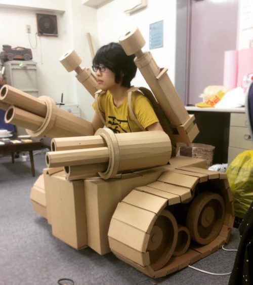 Japanese artist turns cardboard boxes into a work of art
