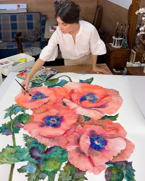 Огромные цветы акварелью от украинской художницы
