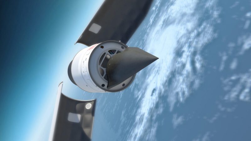 Гиперзвуковой испытательный аппарат Falcon отцепляется от носовой части ракеты и готовится вернуться в атмосферу Земли. (Изображение предоставлено DARPA) | Epoch Times Россия