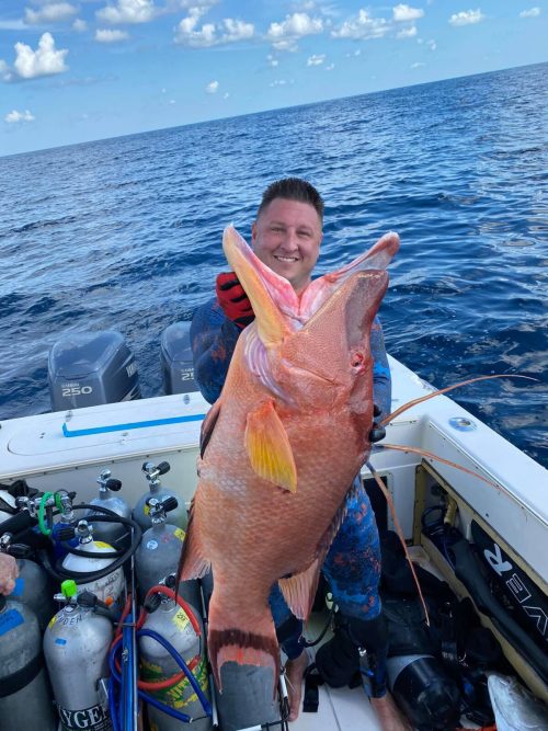 Рыбак-копейщик побил государственный рекорд, поймав чудовищную рыбу-кабана