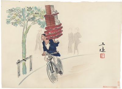 Увидеть курьера соба на велосипеде в Токио — всё равно, что наблюдать за выступлением акробата. (Image: Wada Sanzō via Public Domain)
 | Epoch Times Россия