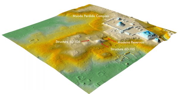 Недавний лидарный анализ показал, что естественные холмы возле комплекса «Затерянный мир Тикаля» (справа) на самом деле являются остатками 1800-летней разрушенной цитадели (изображение: Thomas Garrison via Pacunam)