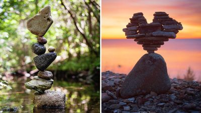 Фотограф создаёт всевозможные композиции из камней в ручьях и на пляжах Швеции
