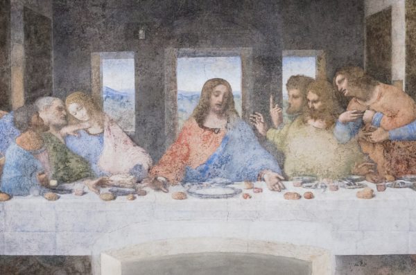 Крупный план фрески Леонардо да Винчи «Тайная вечеря». (Image: Thomas Jurkowski via Dreamstime)