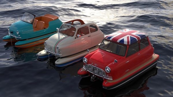 Лаццарини превращает классические автомобили в водные транспортные средства. (Image: Lazzarini Design.)