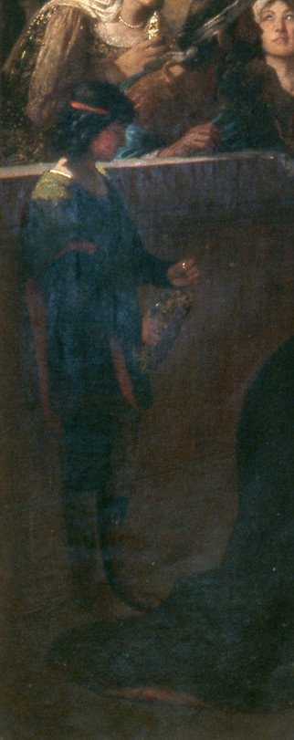 На этом фрагменте картины мальчик несёт пламя, чтобы зажечь костёр тщеславия. (Public Domain)