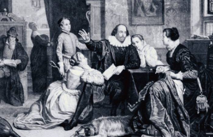 Шекспир цитирует пьесу «Гамлет» своей семье — жене и детям. Гравюра неизвестного художника, 1890 год. | Epoch Times Россия