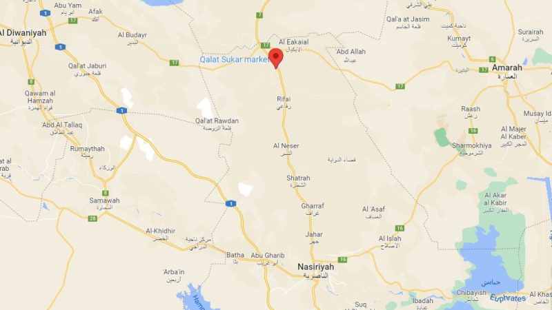 На карте показано расположение района Кальят Суккар к северу от южного города Насирия, Ирак, 5 июня 2022 года. (Google Maps) | Epoch Times Россия