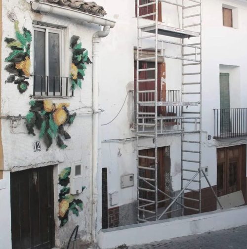 Художница раскрашивает улицы Испании изящно вышитыми цветочными произведениями искусства