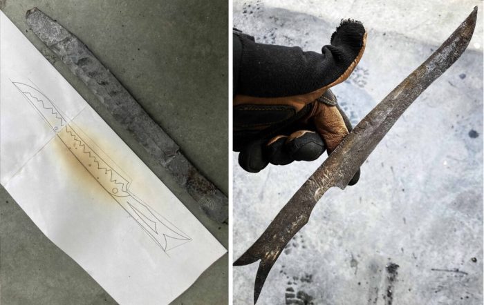 Кузнец выковывает из метеоритного металла возрастом 4,5 миллиарда лет «внеземной» нож — и это выглядит нереально