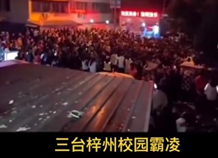 Сотни разгневанных родителей протестуют у полицейского участка в связи со случаем издевательств над 13-летней ученицей средней школы Цзычжоу, провинция Сычуань, 20 ноября 2022 года. Скриншот: Online video/Screenshot /The Epoch Times