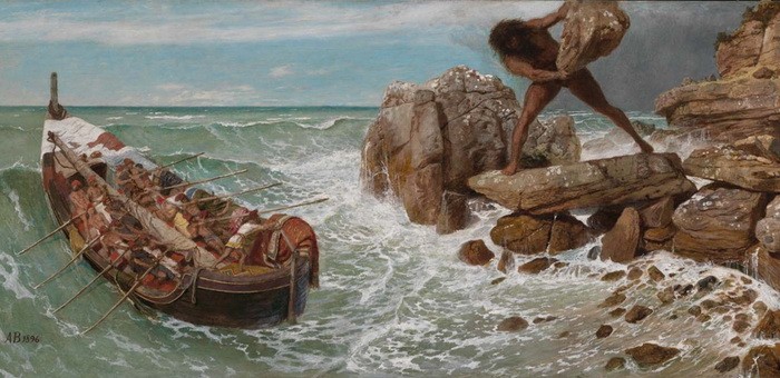 Все мы сталкиваемся с невзгодами, когда плывём к дому. «Одиссей и Полифем», 1896, автор Арнольд Бёклин. (Public Domain)