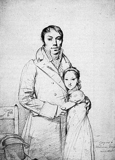 Шарль Хейярд с дочерью Маргаритой. Рисунок Жана Огюста Доминика Энгра. (Общественное достояние)