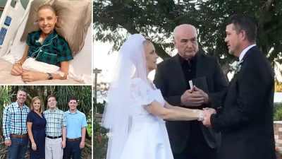 В 25 годовщину семейной жизни супруги возобновили клятвы, поскольку женщина борется с раком